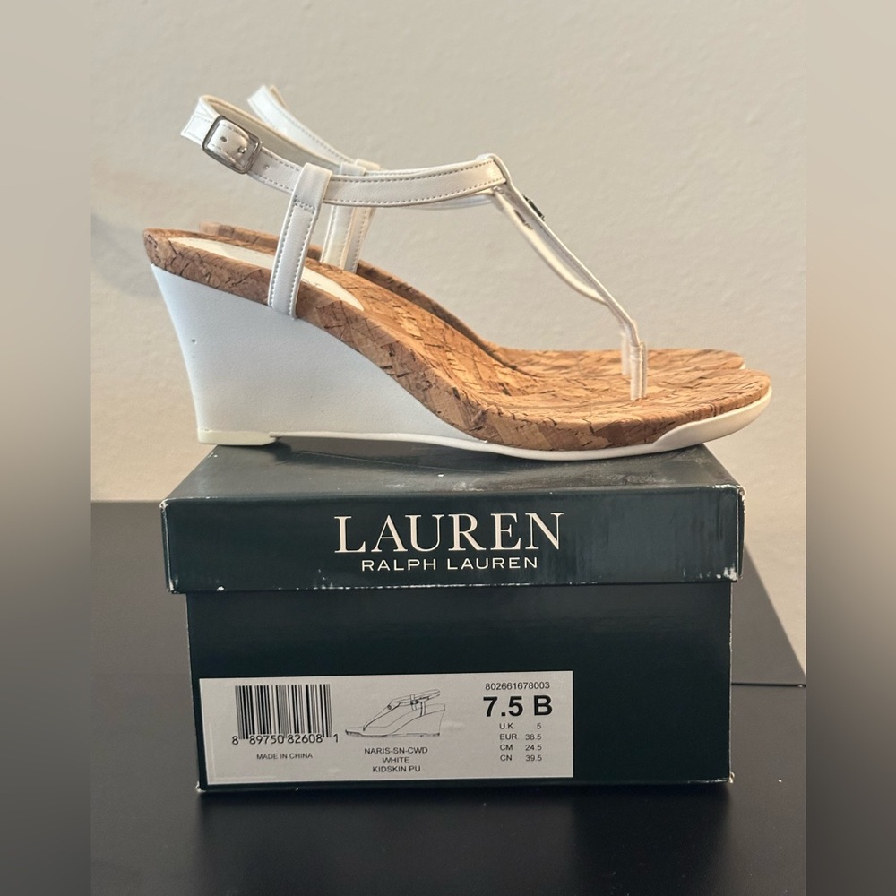 Ralph Lauren White Wedge Sandals